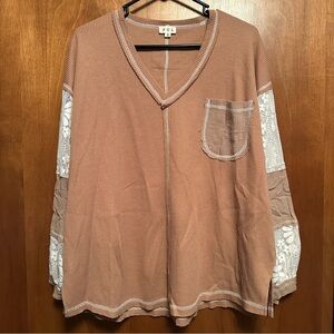 POL Long Sleeve Top Lace Small Oversized